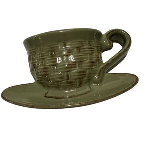 VTG ASP Ceramic Coffee Cup Tea Wall Pocket Planter Green Cafe Decor